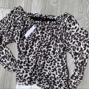 SANCTUARY NWT off-shoulder animal print top